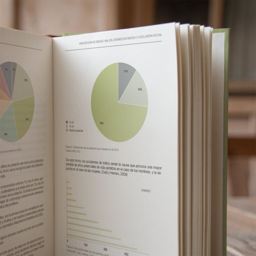 Diseño de gráficas y maquetación del libro “Percepción de riesgo vial de jóvenes en riesgo o exclusión social" - Un trabajo de Silvia Calavera