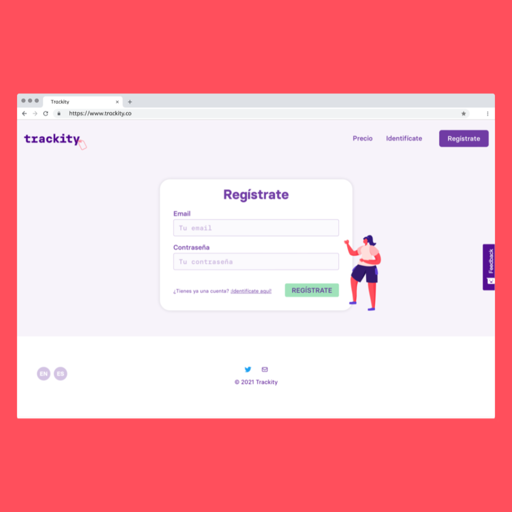 diseño para la pagina web Trackity