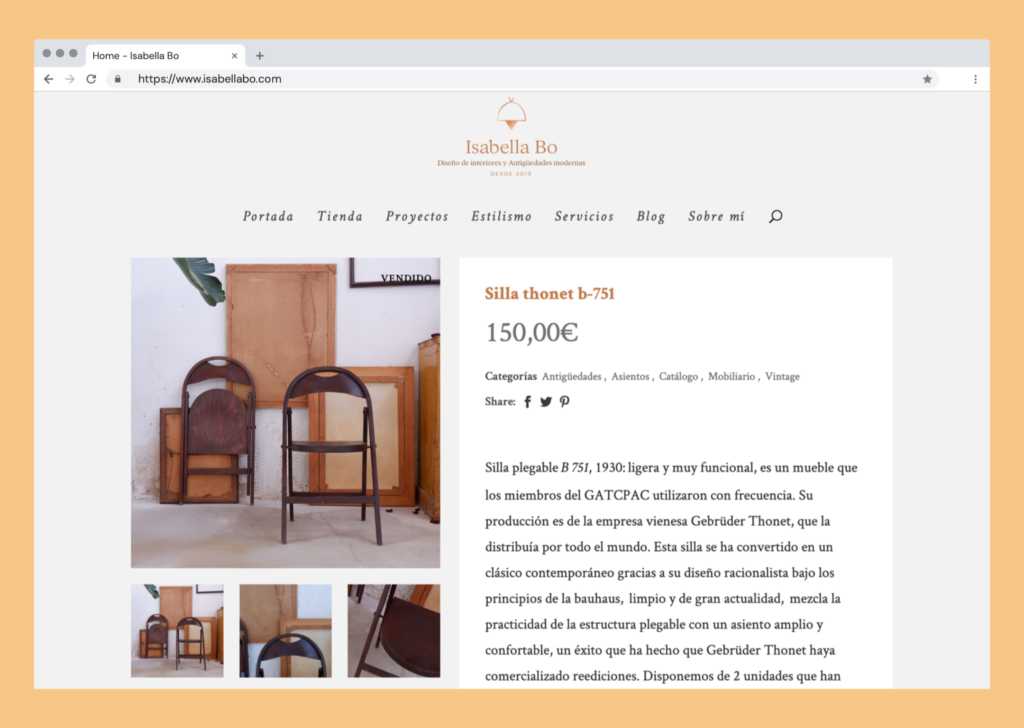 diseño pagina web Iaabella Bo -un trabajo de Silvia Calavera 
