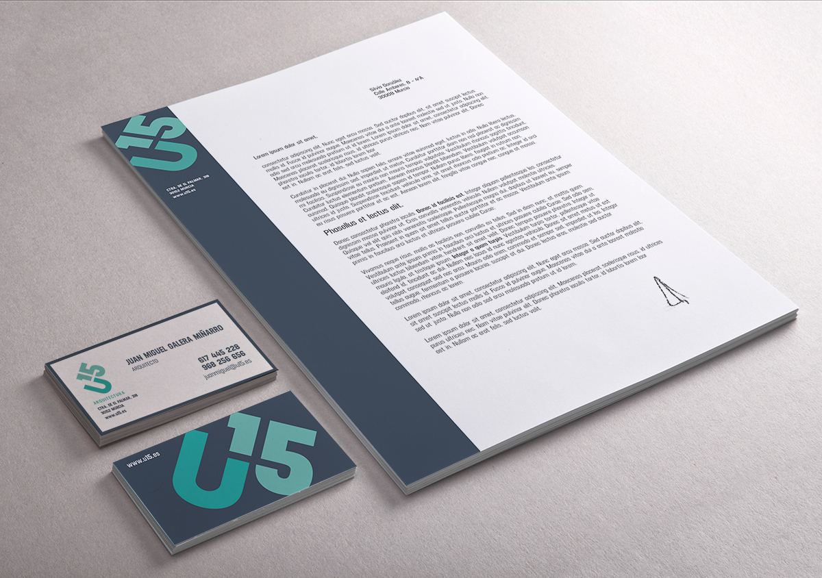 Diseño de logotipo y aplicaciones en elementos de identidad corporativa para U15 Arquitectura - Un trabajo de Silvia Calavera