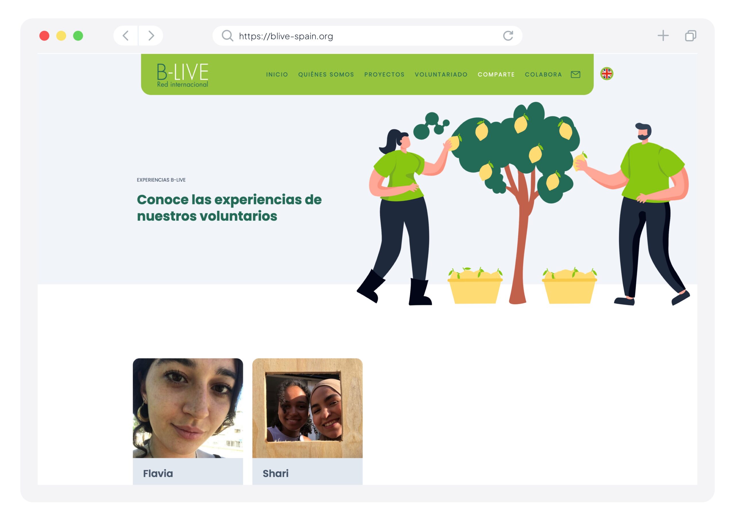 Diseño y desarrollo de página web en Wordpress para la ONG BLive Spain, un trabajo de Silvia Calavera
